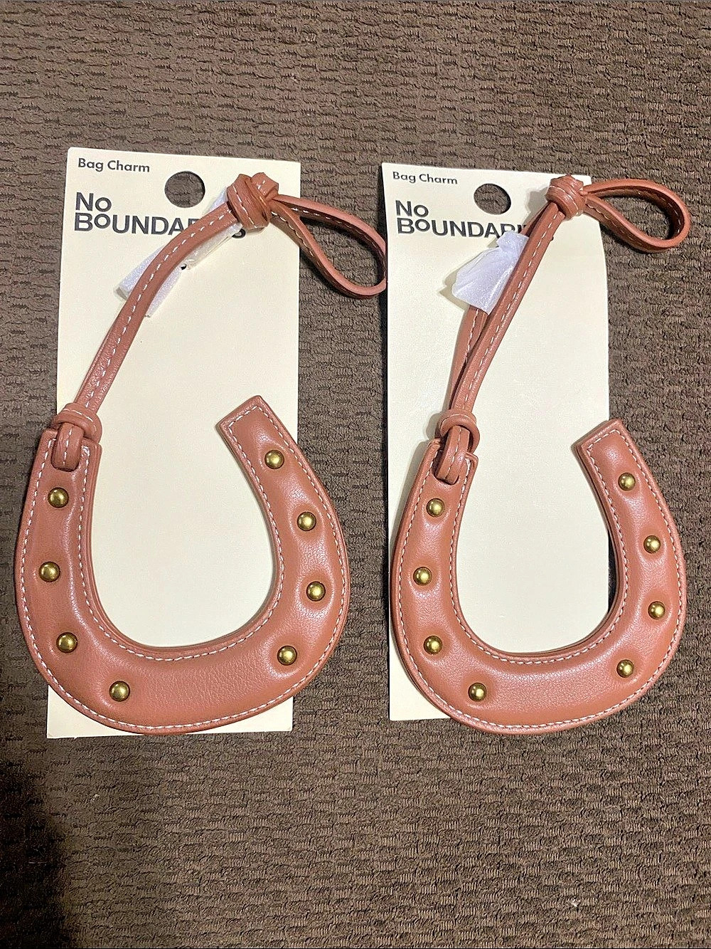 Bundle of 2 No Boundaries Women's Faux Leather Horseshoe Bag Charms Brown